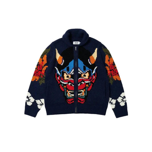 Sweat-shirt zippé Demon Knit bleu (M) - JIRISU 