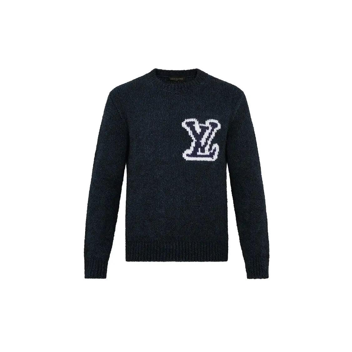 Pull Intarsia Crewneck bleu marine LV - JIRISU 