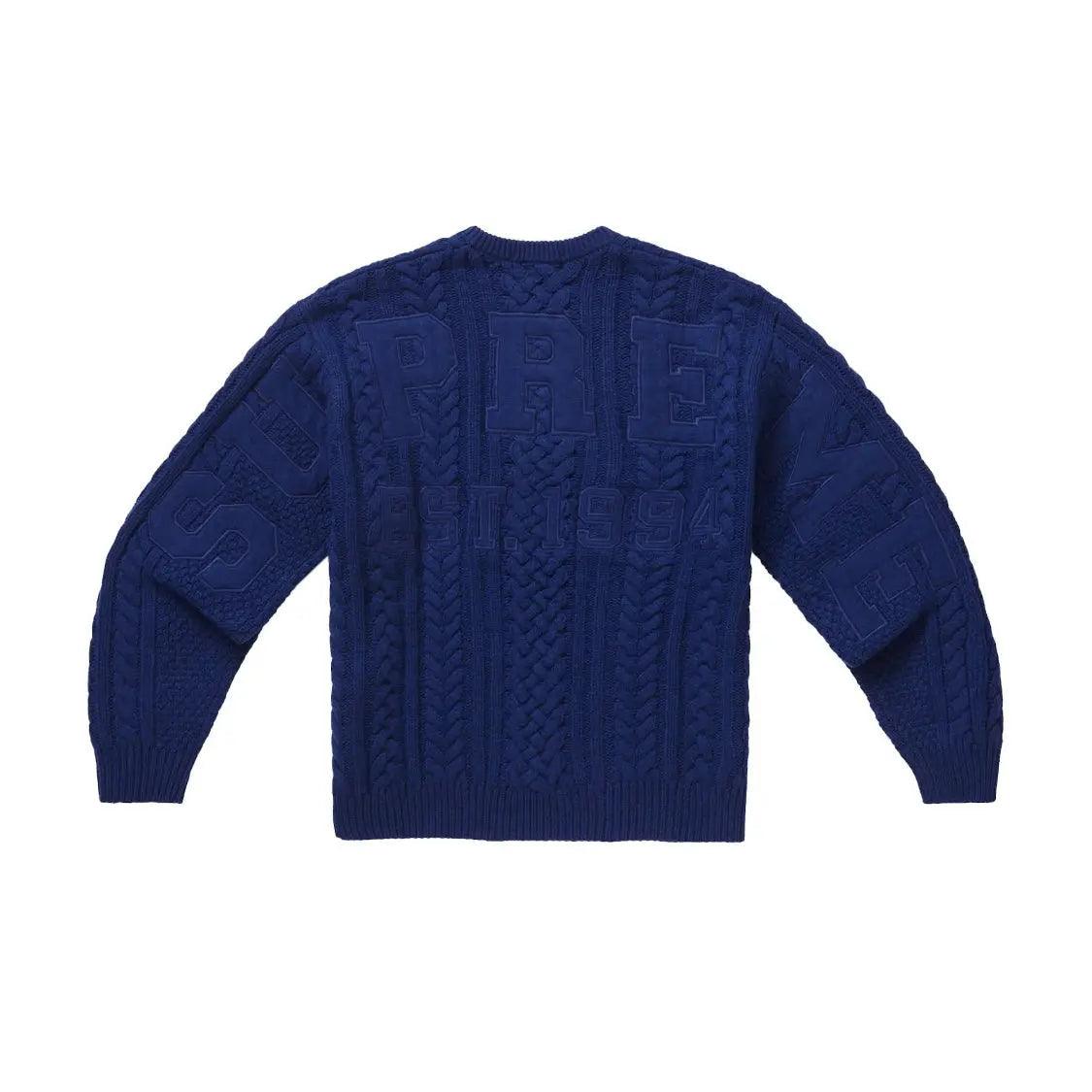 Pull Appliqué Câble Knit sweater bleu marine (S/M) - JIRISU 