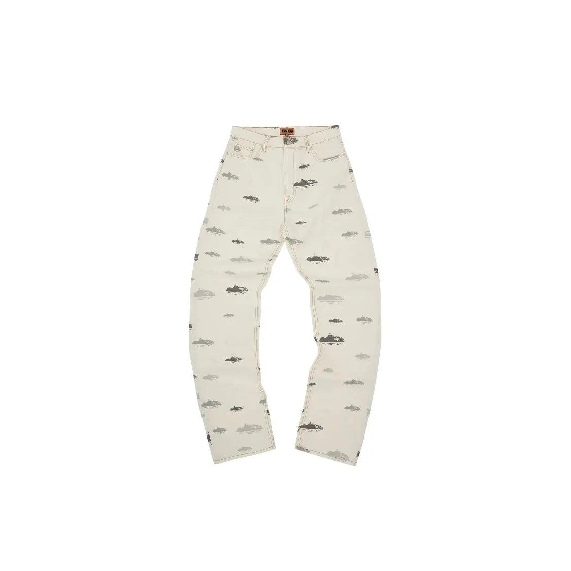 Jean à Motifs Alcatraz Denim coloris blanc - JIRISU 