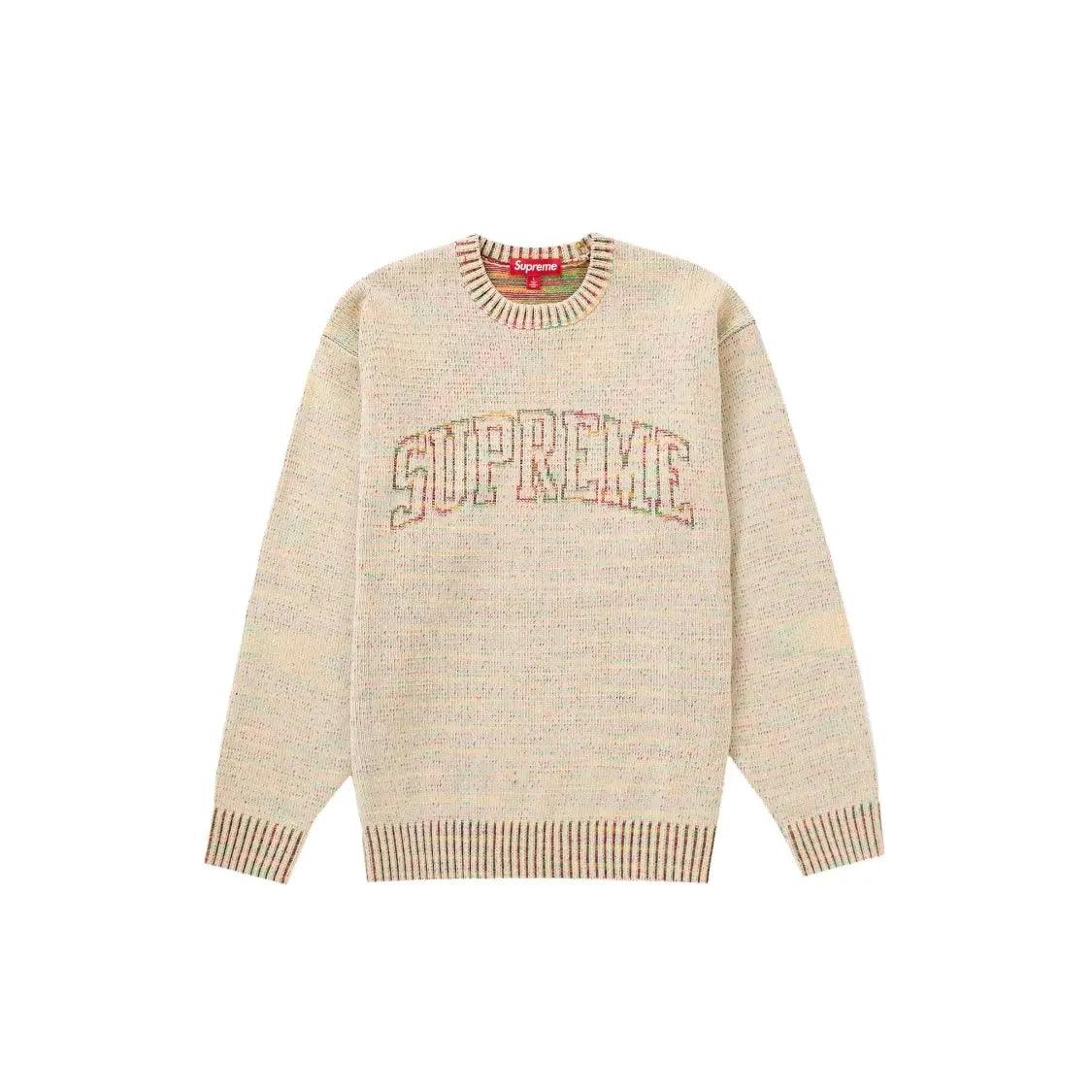 Pull Contrast Arc Sweater coloris beige blanc - JIRISU 