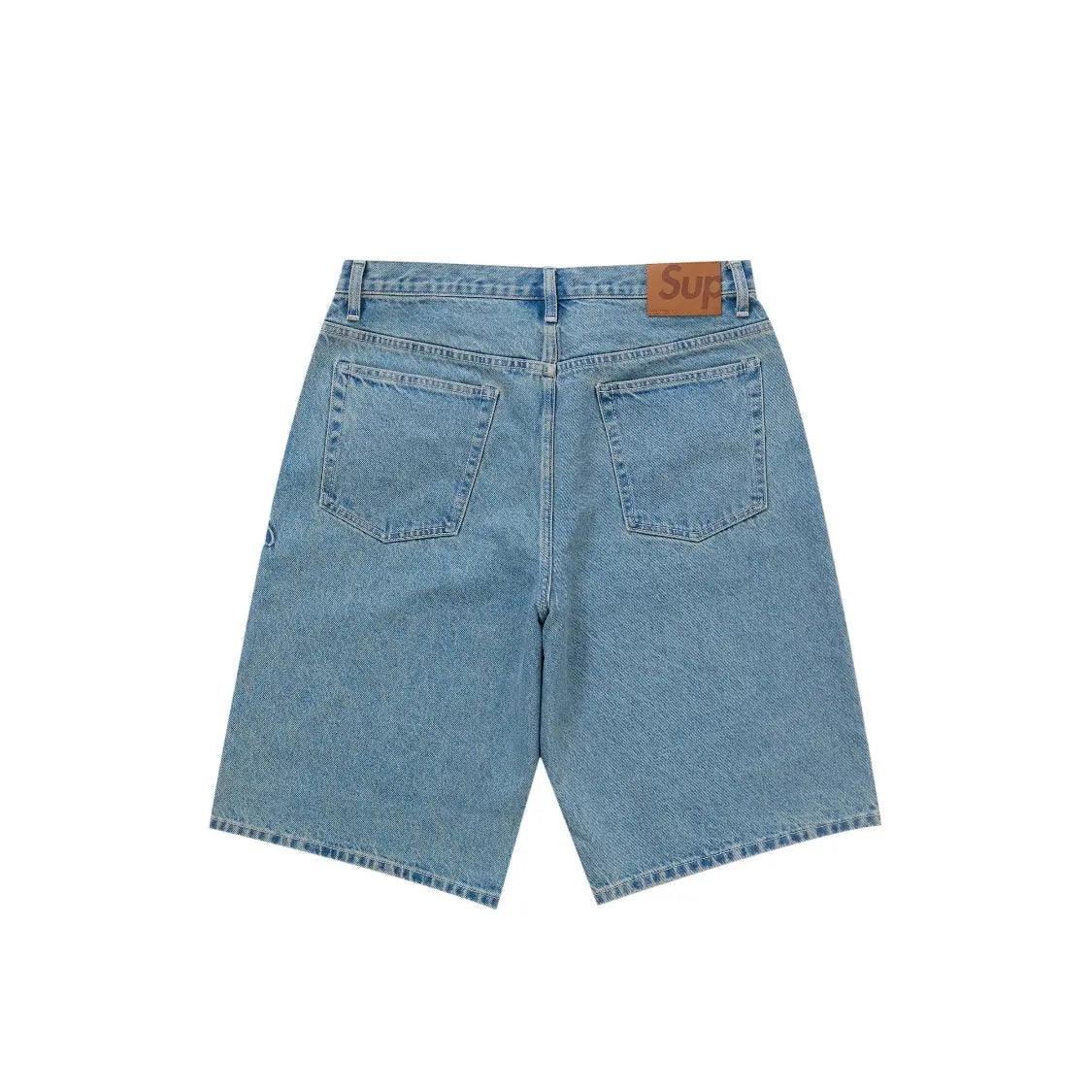 Short en Jean Script Baggy Denim coloris Indigo bleu délavé - JIRISU 