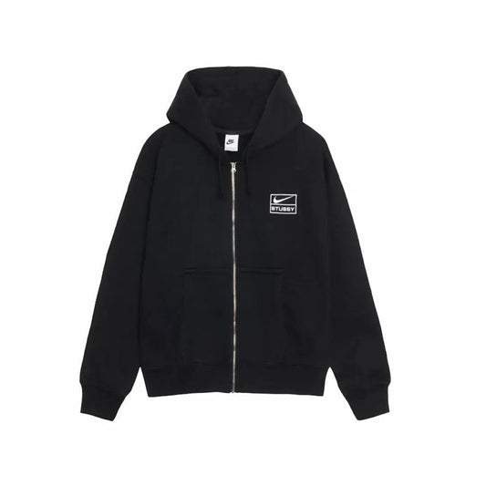 Sweat à capuche zippé Washed Fleece Hoodie noir (S/M) - JIRISU 