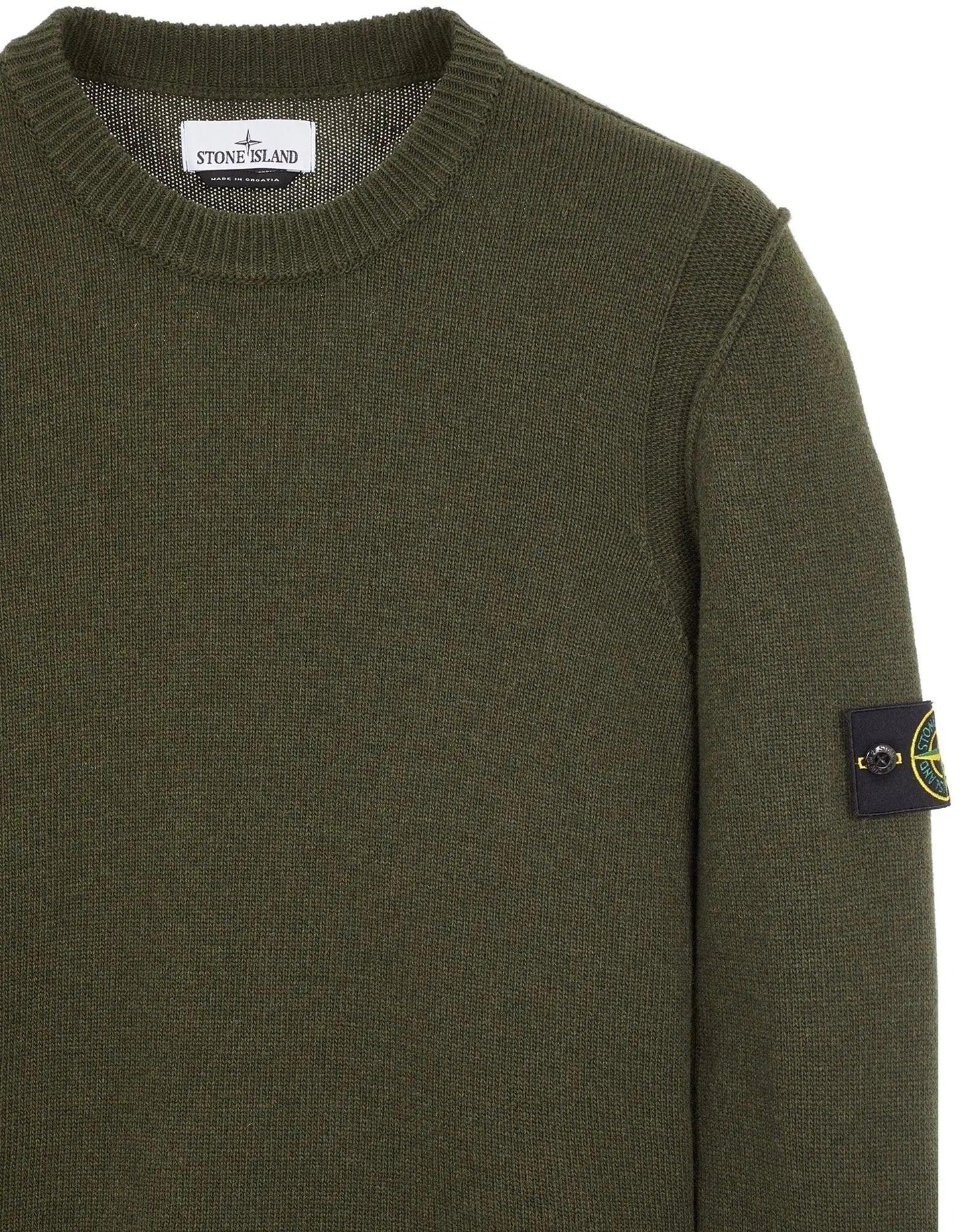 Pull à col rond Tricot 508A3 Vert Olive (S/M) - JIRISU 